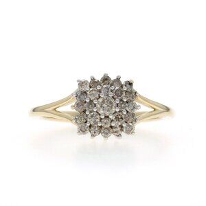 Yellow Gold Diamond Cluster Ring - 10k Round Brilliant .50ctw
